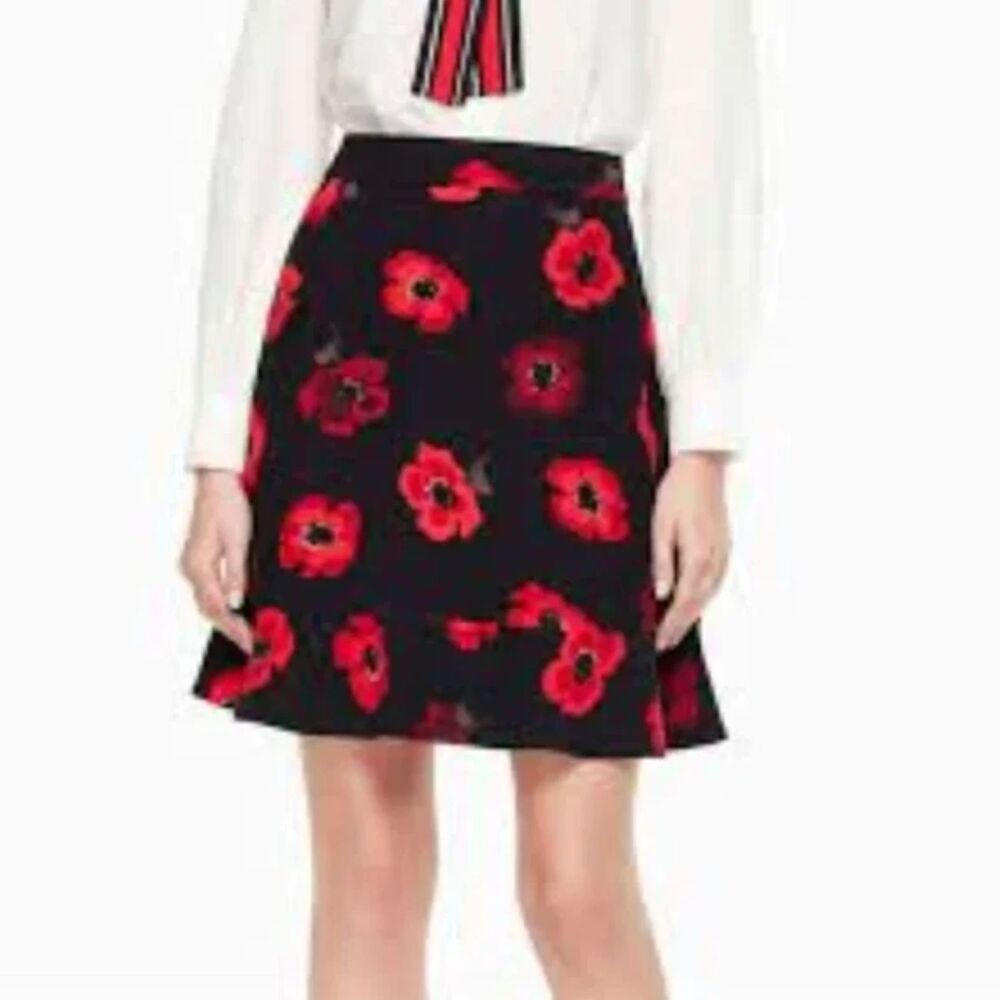 Kate Spade Poppy Ruffle Crepe Tiered Mini Skirt Black 0